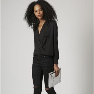 Topshop Drape Front Surplice Top - Size 2